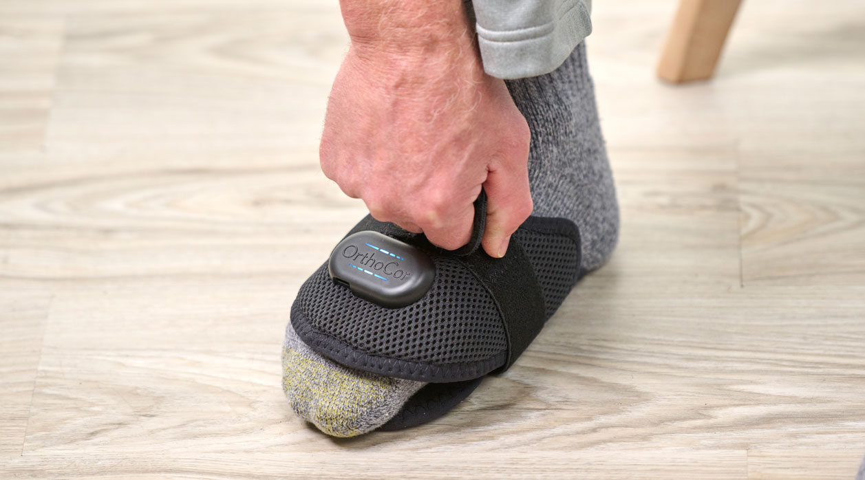 A person wearing an Active Systems brace to support their foot